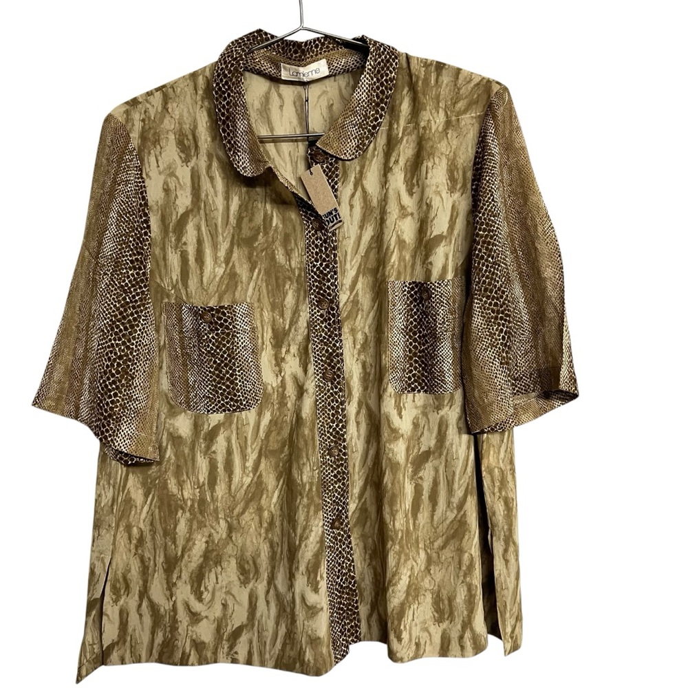 Lamienne Printed Button Down Short‎ Sleeve Shirt